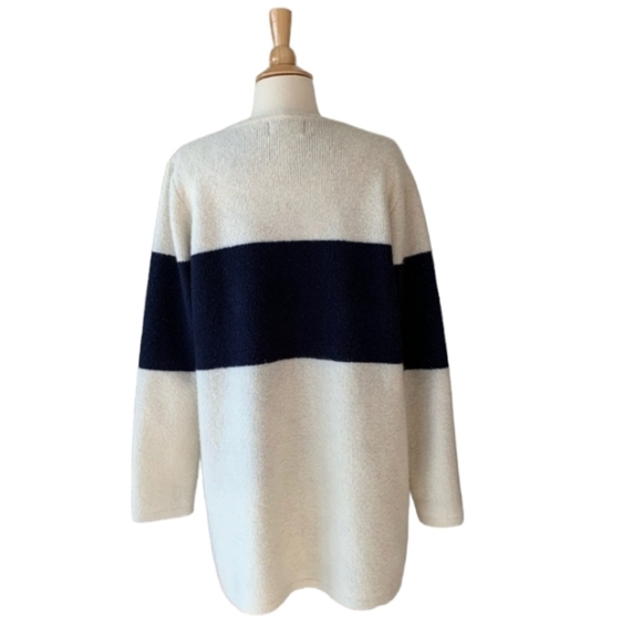 Women's XL Anthropologie La Fee Verte Navy Color Block Stripe Cardigan Sweater - Picture 13 of 16